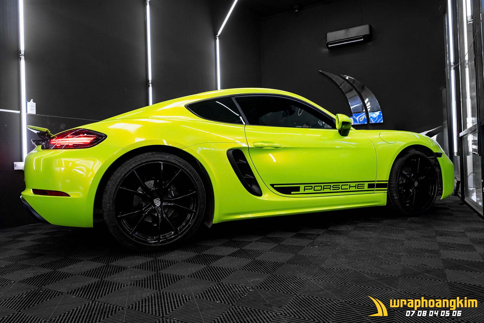 Porsche 718 Cayman Full Wrap TeckWrap Acid Lime — góc 7