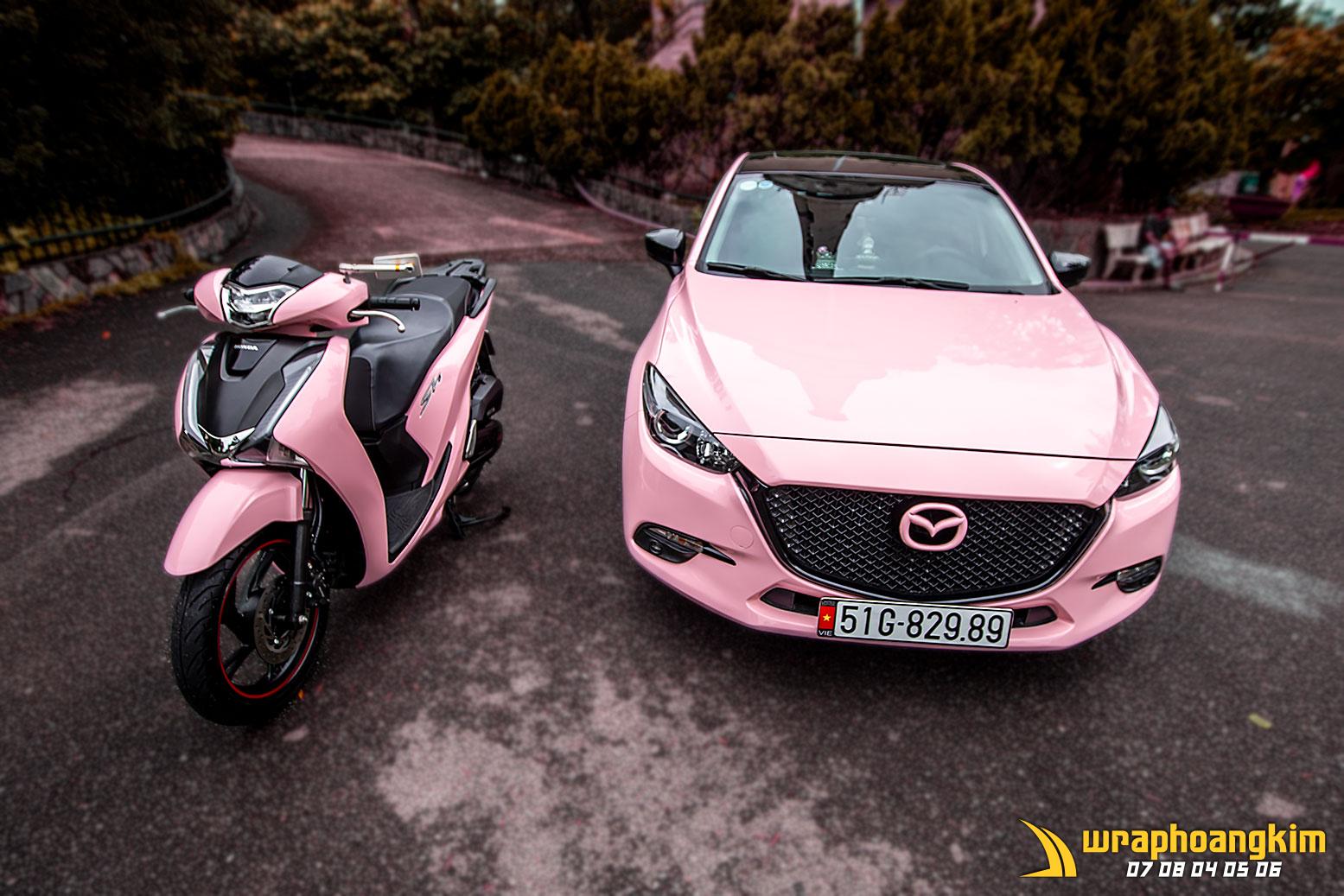 Mazda 3 Full Wrap Crystal Peach Pink — góc 6