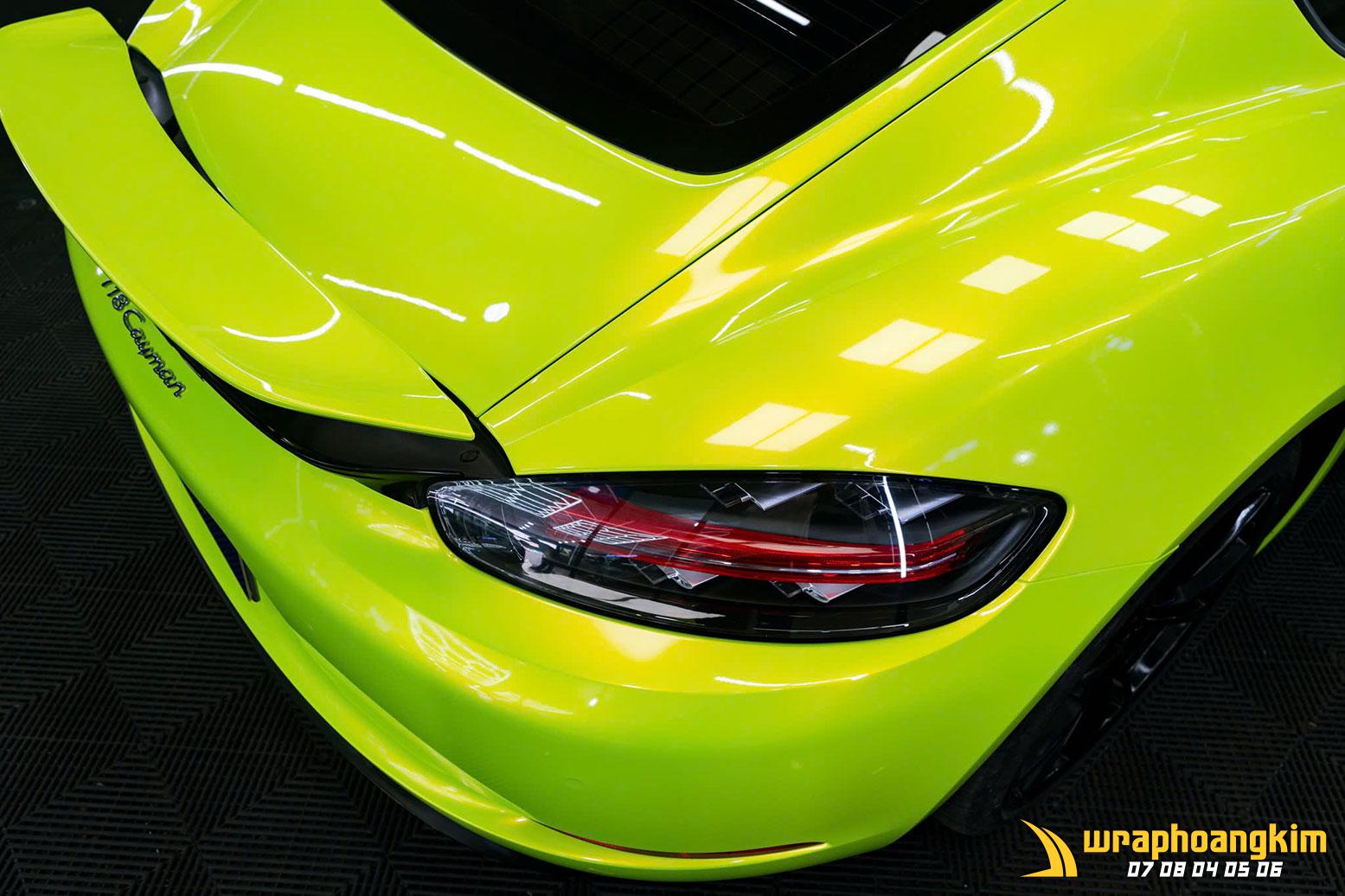 Porsche 718 Cayman Full Wrap TeckWrap Acid Lime — góc 5