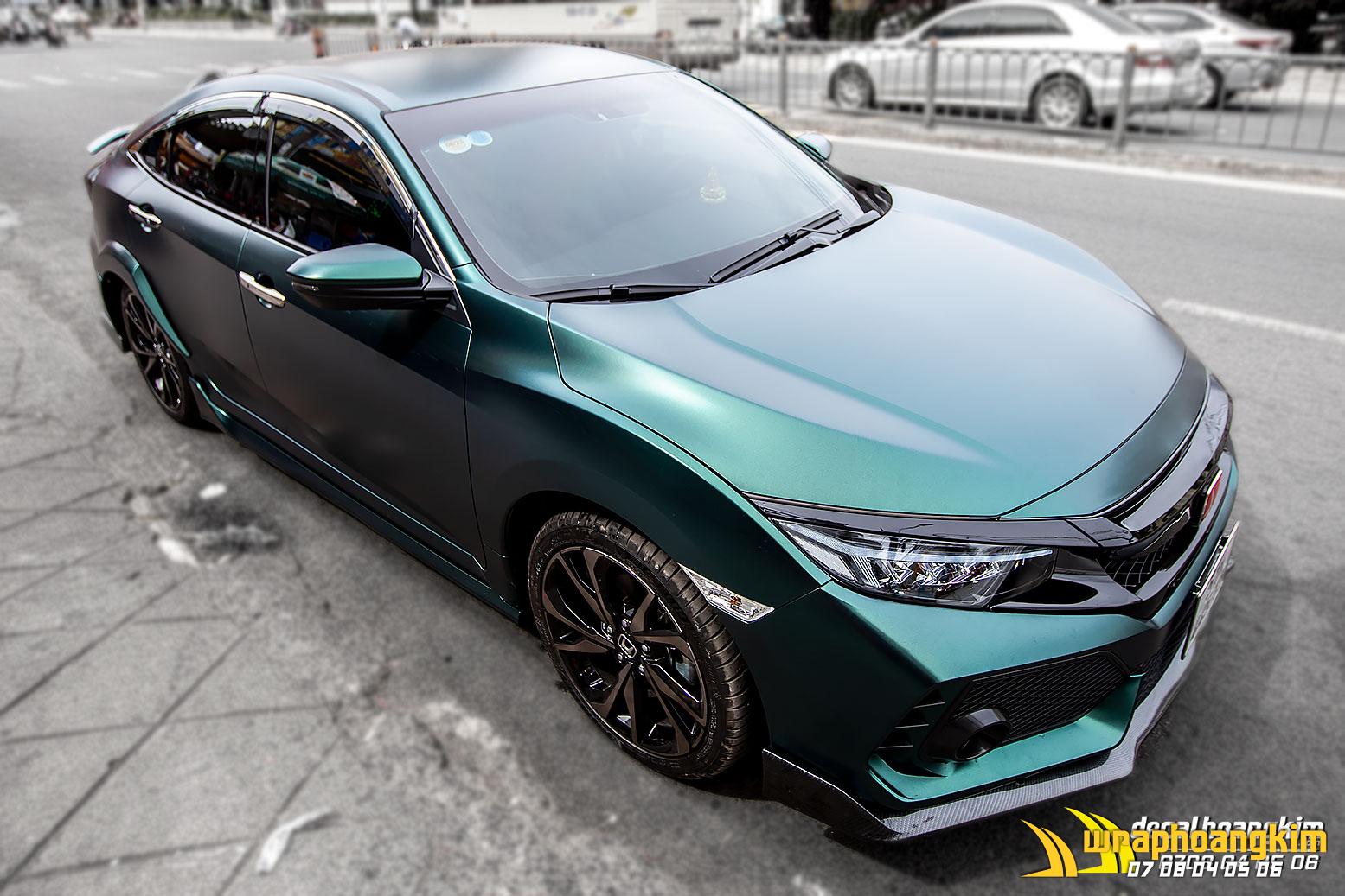 Honda Civic Full Wrap Metal Flash Gemstone Green — góc 3