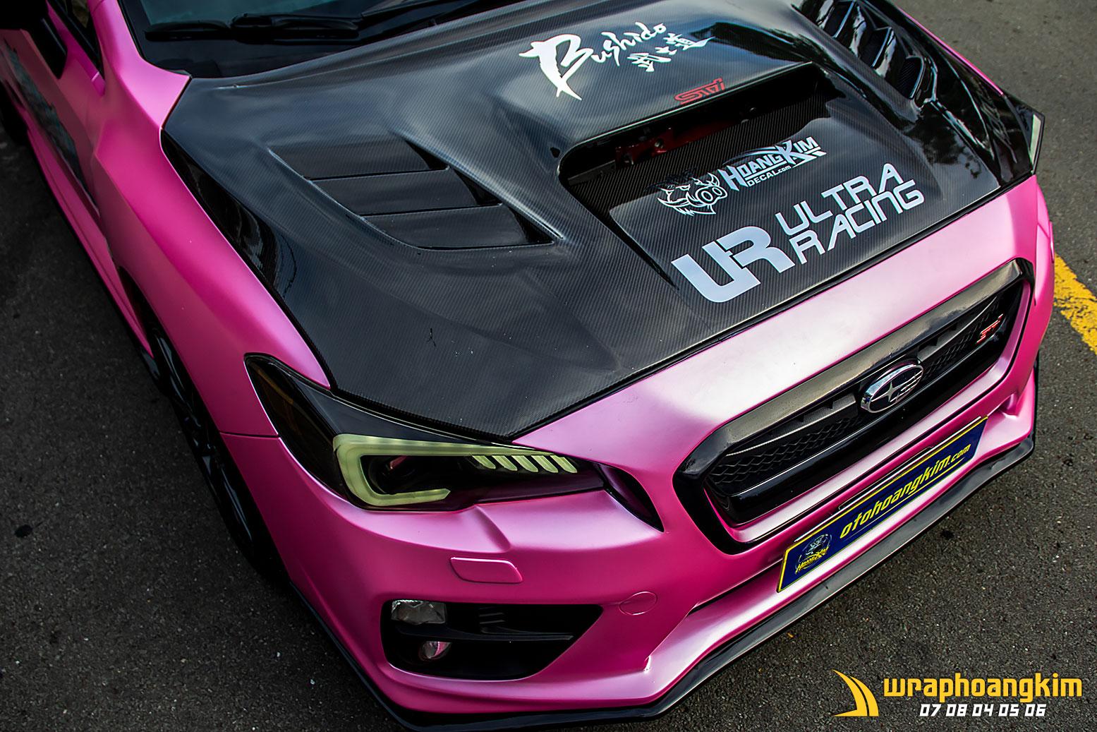Subaru WRX STi Full Wrap Glossy Metallic Pale Pink — góc 7