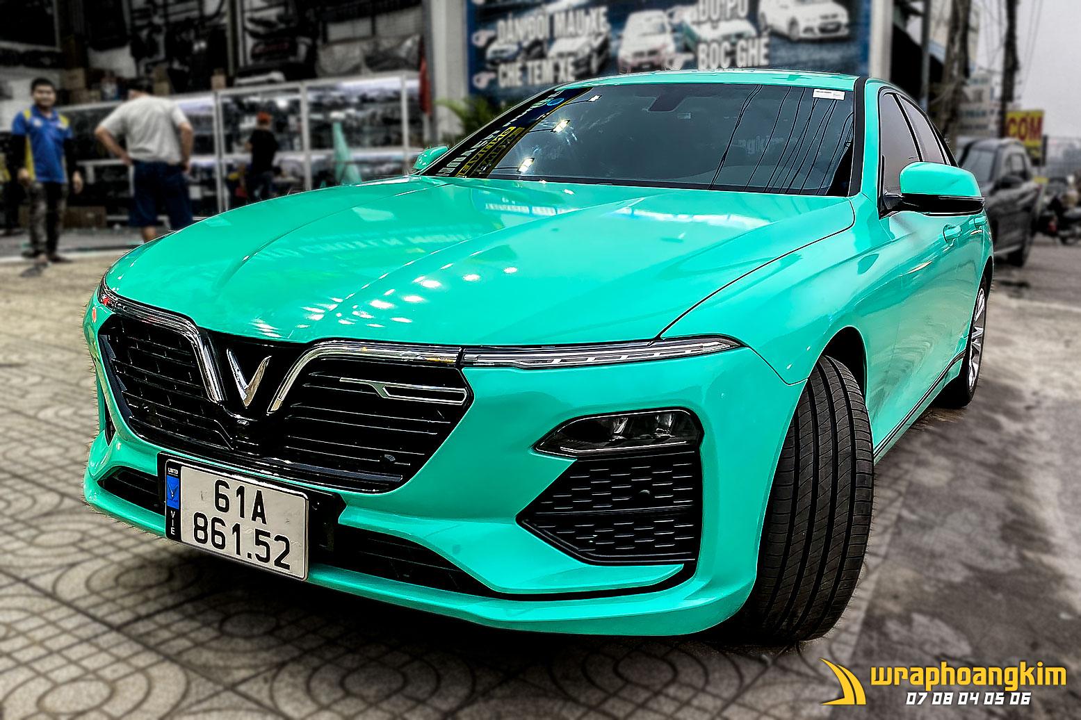 VinFast Lux A Full Wrap Gloss Crystal Tiffany Green — góc 4