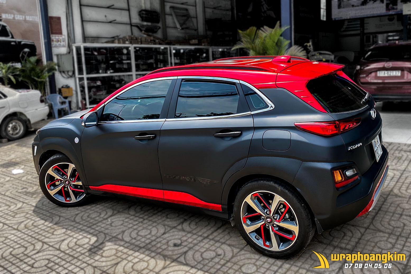 Hyundai Kona Full Wrap Matte Black — góc 4