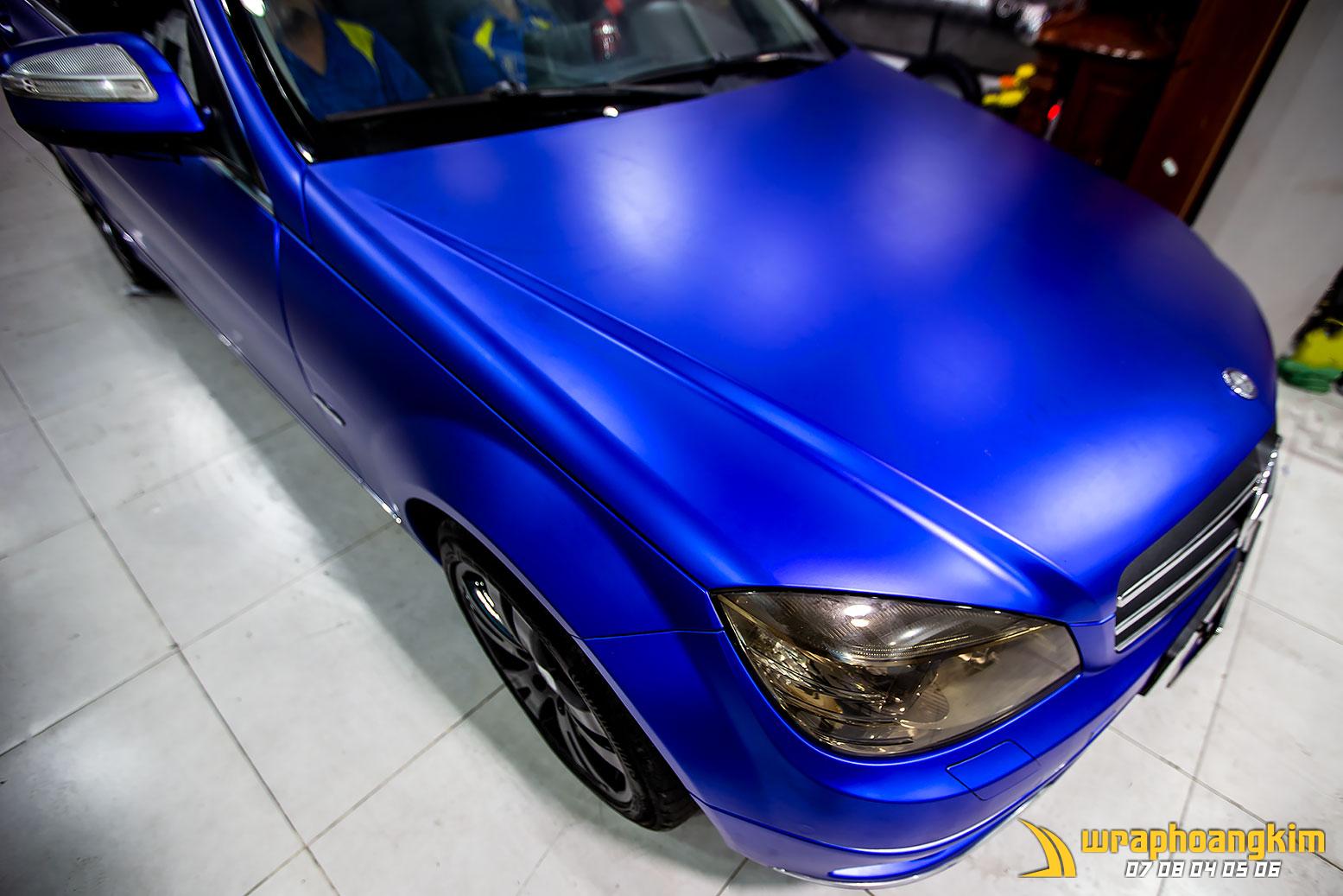 Mercedes C200 Full Wrap Matte Blue — góc 5