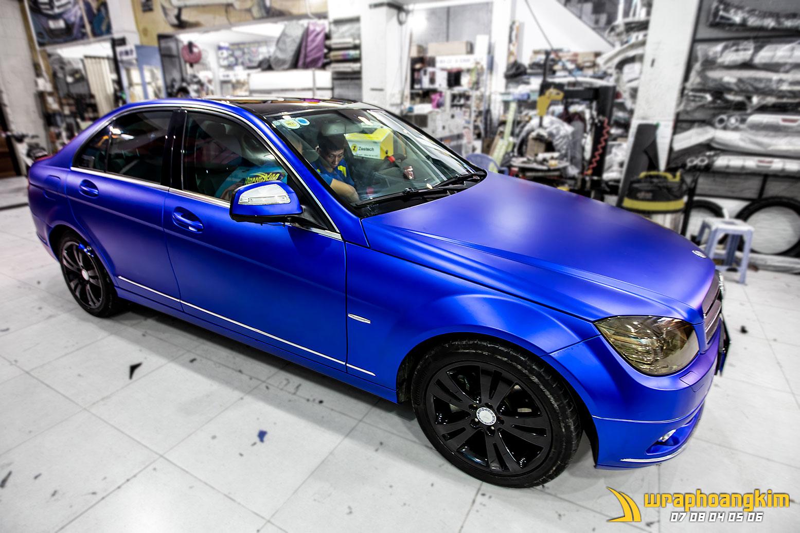 Mercedes C200 Full Wrap Matte Blue