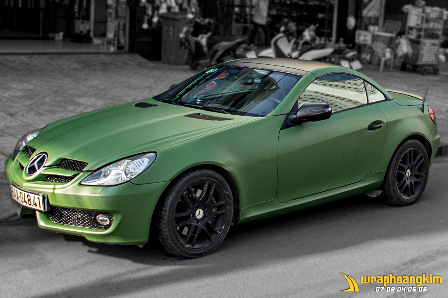 Mercedes SLK Full Wrap Matte Military Green — góc 3