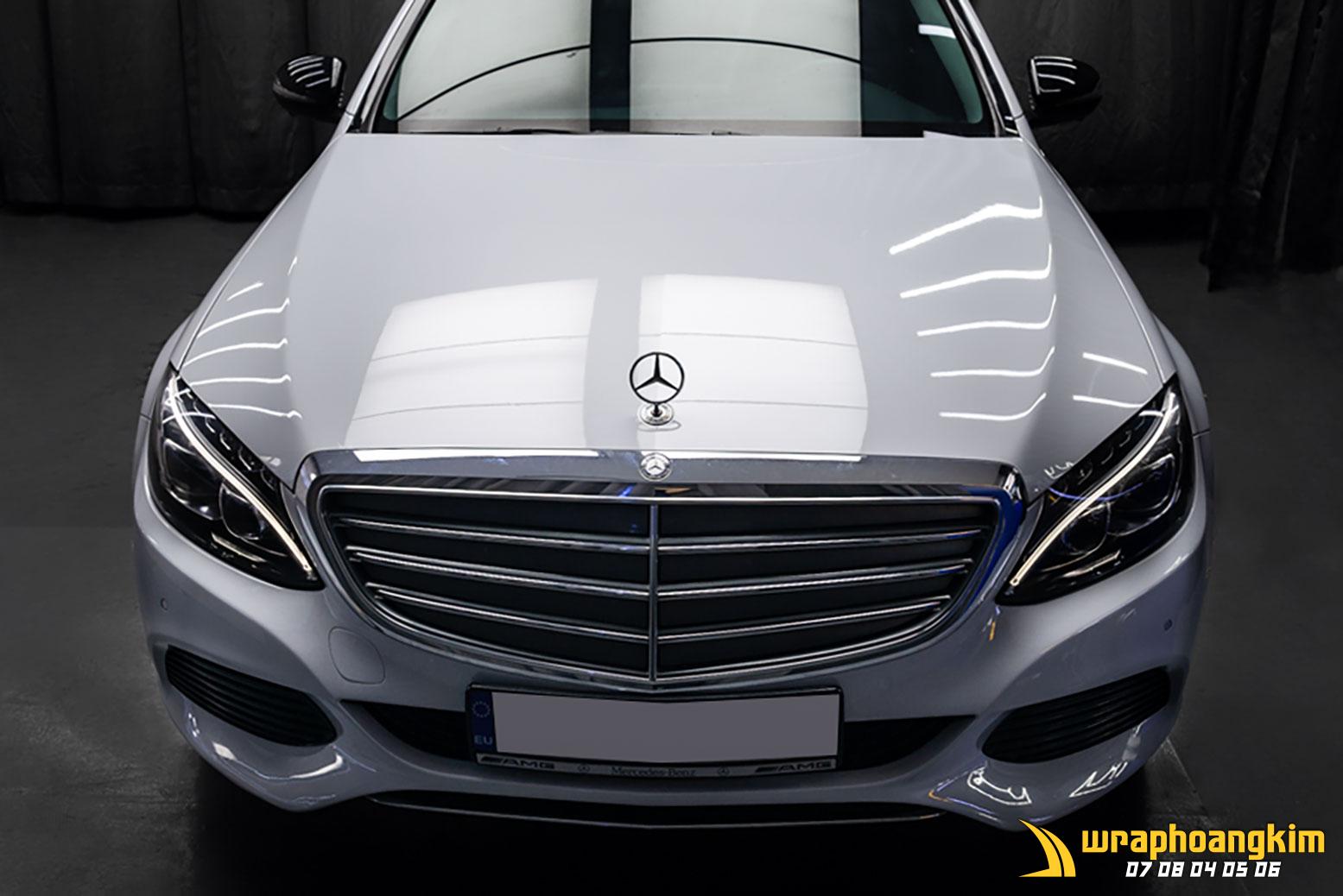 Mercedes C250 Full Wrap Crystal Light Gray — góc 6
