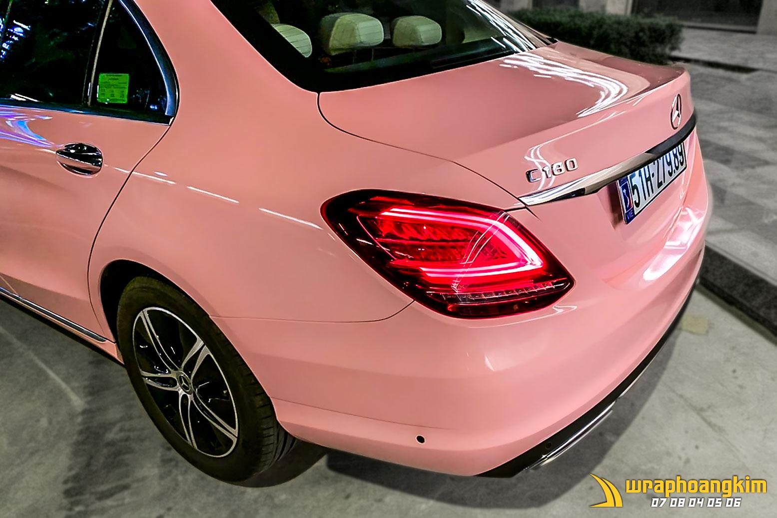 Mercedes C180 Full Wrap Gloss Pink — góc 2