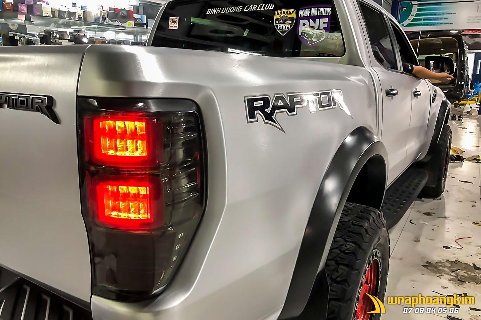Ford Ranger Raptor Full Wrap Matte Silver — góc 3