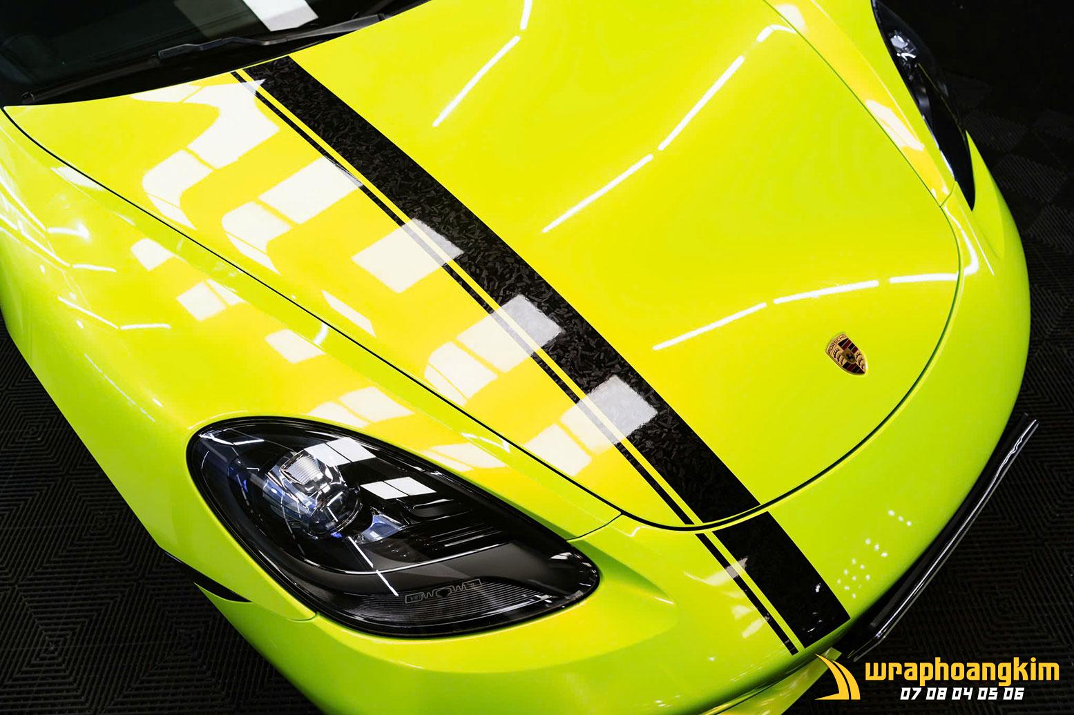 Porsche 718 Cayman Full Wrap TeckWrap Acid Lime — góc 8