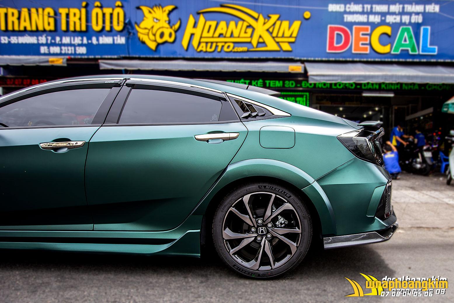 Honda Civic Full Wrap Metal Flash Gemstone Green — góc 2