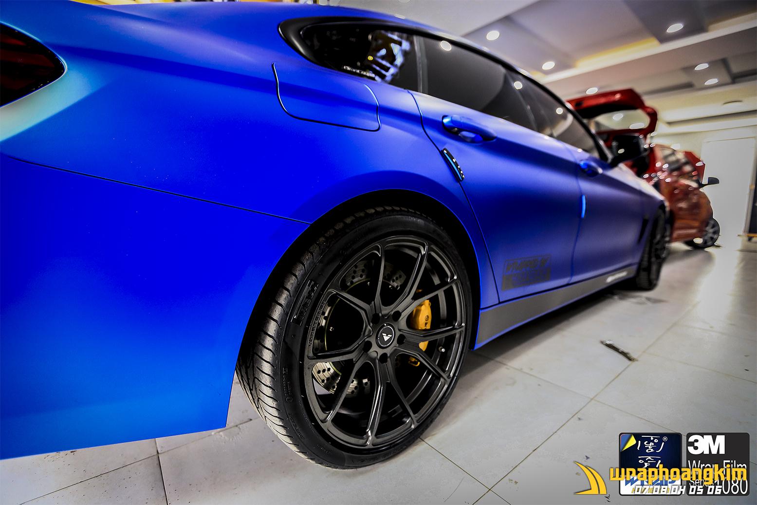 BMW 428i Full Wrap Satin Perfect Blue 3M — góc 2