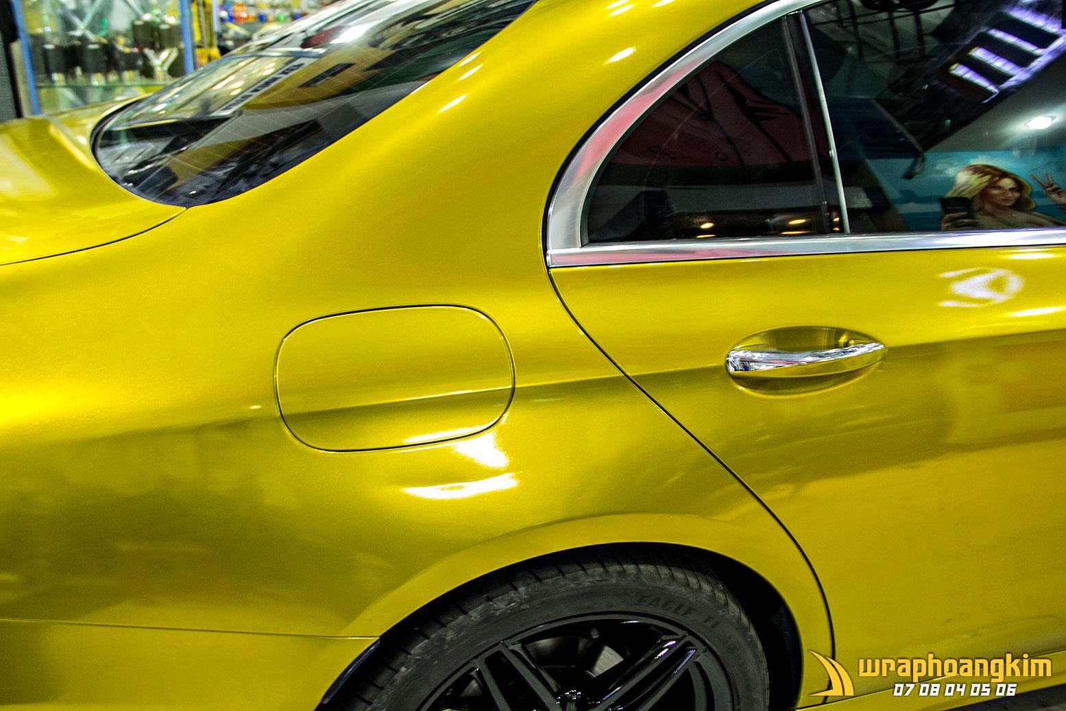 Mercedes E300 Full Wrap Gloss Candy Gold — góc 5