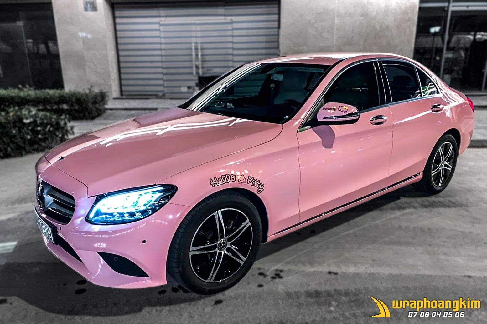 Mercedes C180 Full Wrap Gloss Pink — góc 3