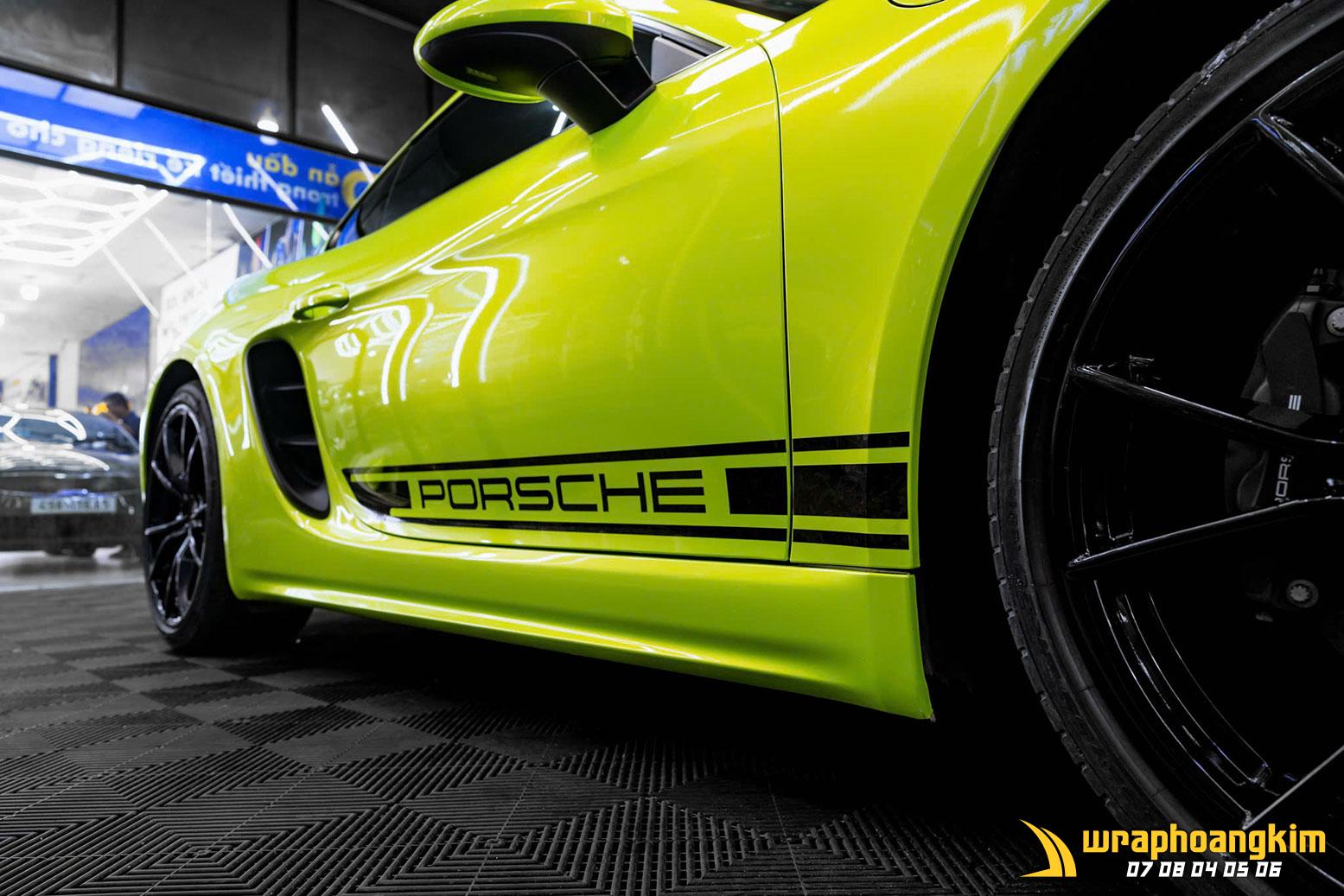 Porsche 718 Cayman Full Wrap TeckWrap Acid Lime — góc 6